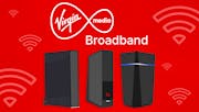 The words 'Virgin Media Broadband' with images of various routers